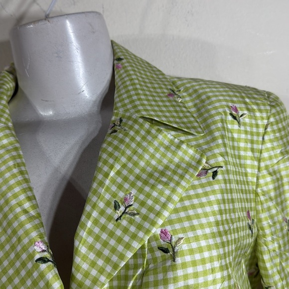 (N4) ABR NEW YORK Women's Two Piece Suit Green, White and Pink Silk  Size 6‎ - Picture 4 of 16